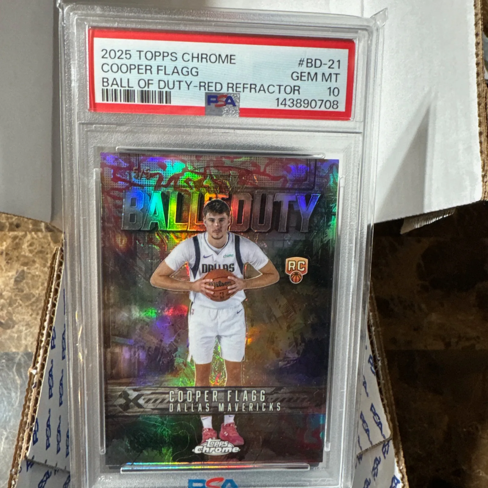 Cooper Flagg PSA 10 Topps Chrome Ball of Duty Red Refractor