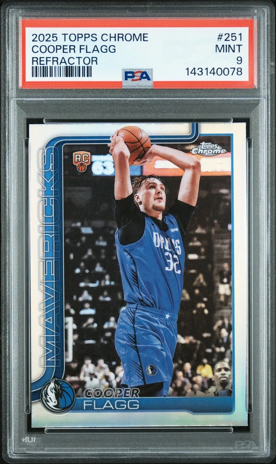 Cooper Flagg PSA 9 Topps Chrome Refractor rookie card