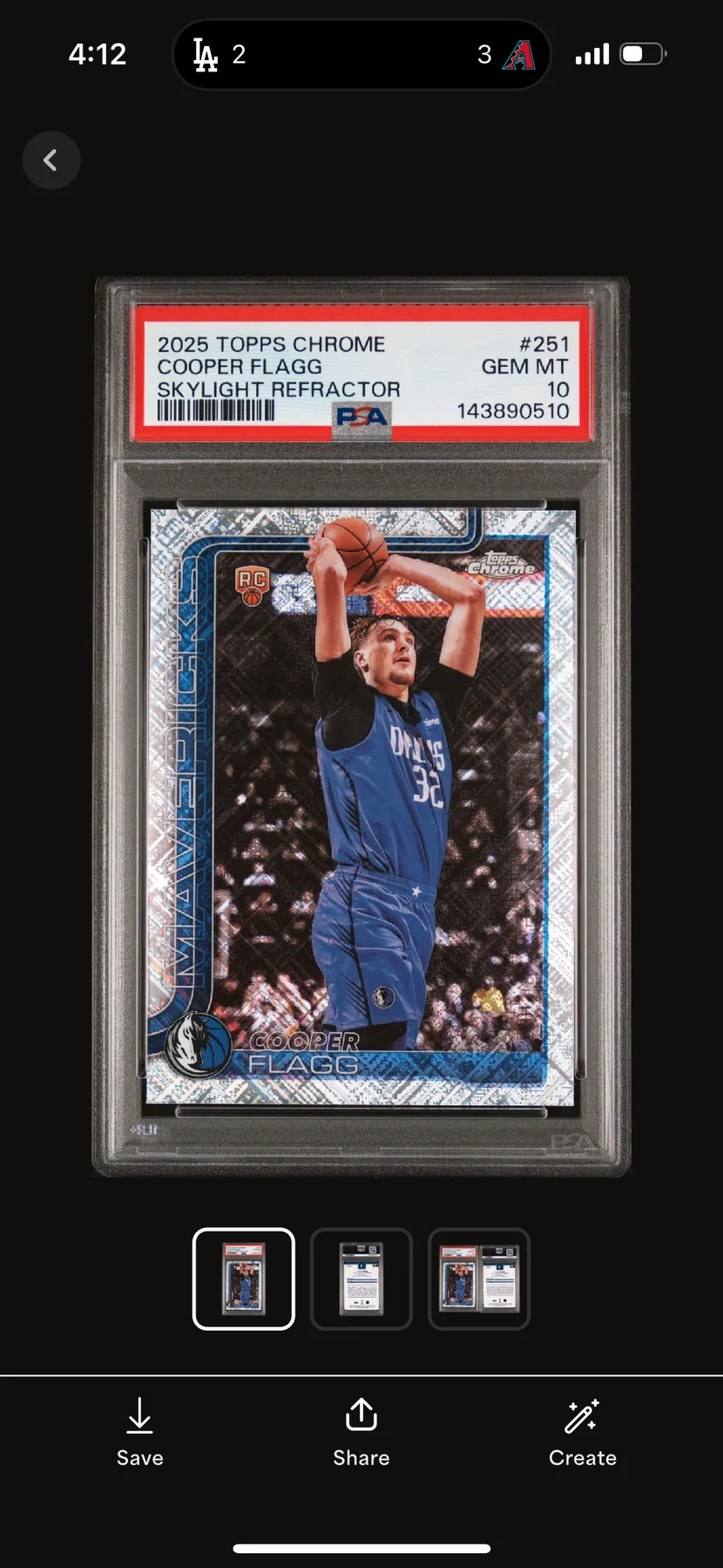Cooper Flagg 2025 Topps Chrome Skylight Refractor PSA 10 Dallas Mavericks rookie