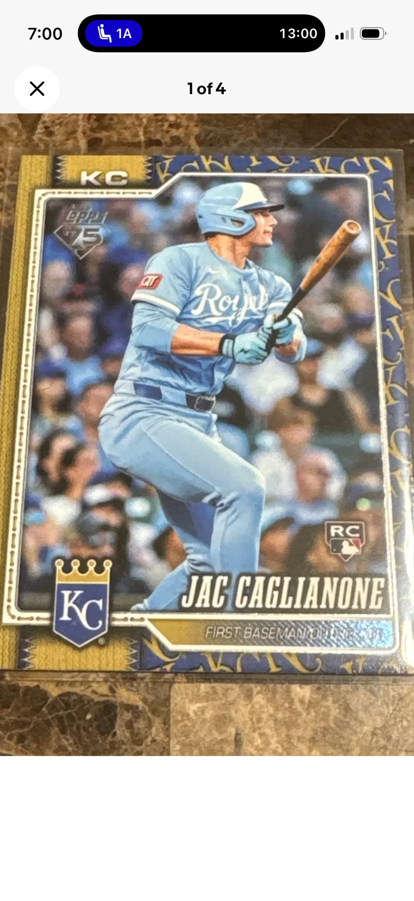 Jac Caglianone Topps rookie card Kansas City Royals