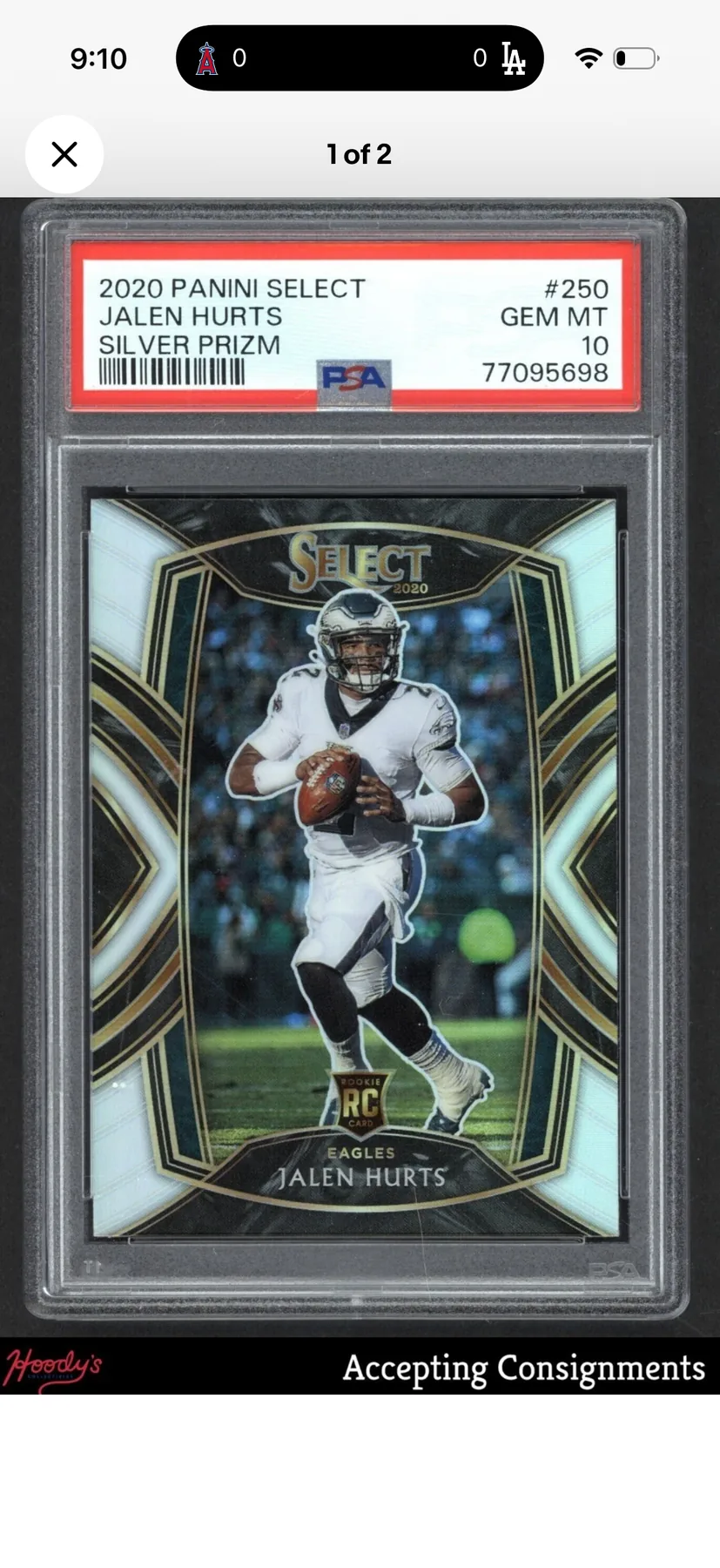 Jalen Hurts PSA 10 Select Silver Prizm