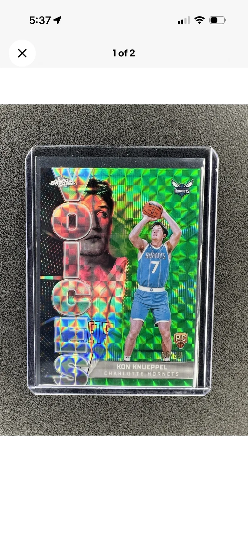 Ron Knieppel 2024 Topps Chrome Green Mosaic rookie card Charlotte Hornets