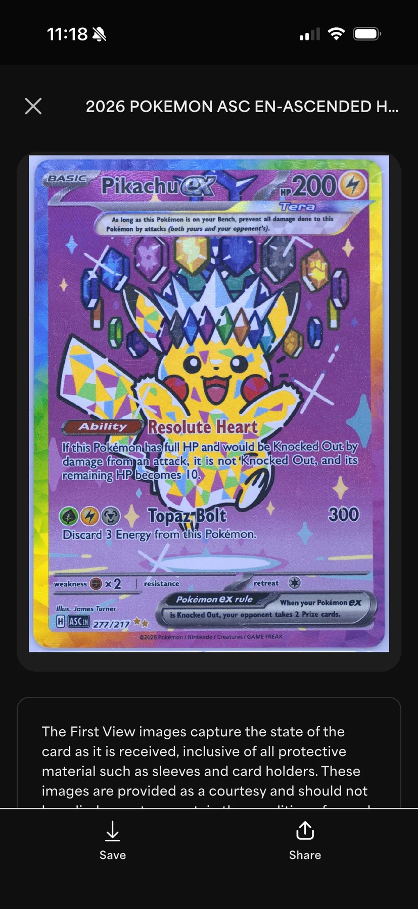 Pikachu EX 2026 Pokemon Ascended Heavens secret rare Japanese art card